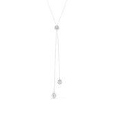 Una Angelic Y pendant, Round cut, White, Rhodium plated